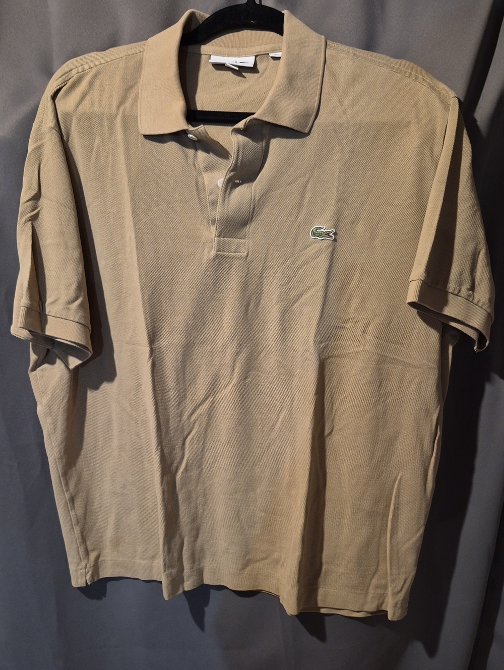Lacoste Men's Polo Shirt in Khaki Beige with Green Crocodile